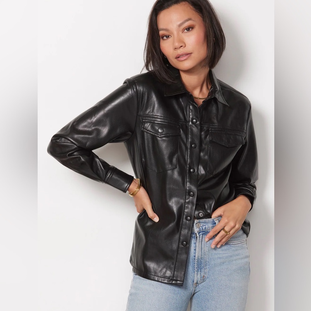 Good American‎ Women’s Size 1 Small Black Better Than Leather Jacket Shacket